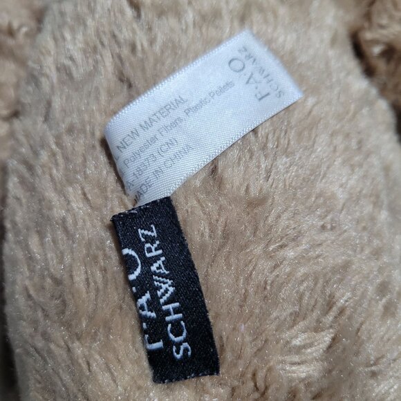 FAO Schwarz Teddy Bear 14 inch Plush Tan Fuzzy Stuffed Animal Toy Stitched Foot - Picture 5 of 7
